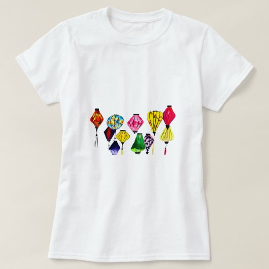 Chinesische Laternenfarbkunst T-Shirt (Design vorne)