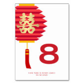 Chinesische Laternenhochzeit und doppelte Glücksse Tischnummer (Rückseite)