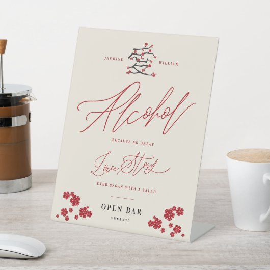 Chinesische Liebe Kirsche Blüten Alkohol Liebe Ges Sockelschild (In SItu)