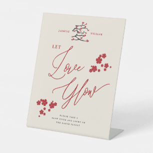 Chinesische Liebe Rote Kirschblüten lassen Liebe l Sockelschild