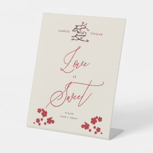 Chinesische Liebe Rote Kirschblüten Liebe ist süß Sockelschild