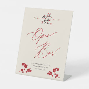Chinesische Liebe rote Kirschblüten offene Bar Hoc Sockelschild