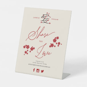 Chinesische Liebe rote Kirschblüten Teilen Sie die Sockelschild