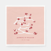 Chinesische Liebe Rote Kirsche Blüten Verlobung Du Serviette (Vorderseite)