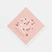 Chinesische Liebe Rote Kirsche Blüten Verlobung Du Serviette (Ecke)