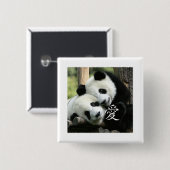 Chinesische liebende kleine große Pandas Button (Vorne & Hinten)