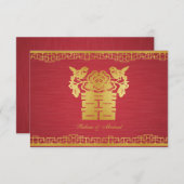 Chinesische Liebesvögel Doppelglückliche RSVP-Kart RSVP Karte (Vorne/Hinten)