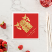 Chinesische Liebesvögel Doppelglückssymbol Serviette (Beispiel)