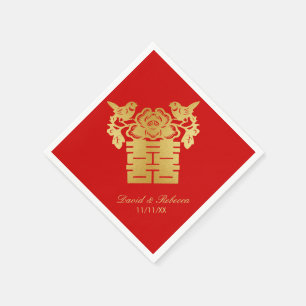 Chinesische Liebesvögel Doppelglückssymbol Serviette