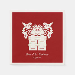 Chinesische Liebesvögel Doppelglückssymbol Serviette