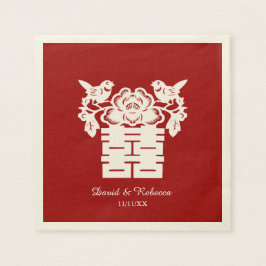 Chinesische Liebesvögel Doppelglückssymbol Serviette