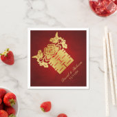 Chinesische Liebesvögel Doppelglückssymbol Serviette (Beispiel)