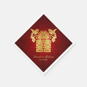 Chinesische Liebesvögel Doppelglückssymbol Serviette