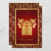 Chinesische Liebesvögel Doppeltes Glück Einladung (Vorne/Hinten)