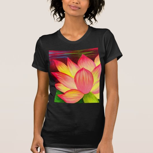 Chinesische Lotos-Wasser-Lilien-Blumen-Kunst - T-Shirt (Vorderseite)