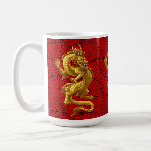 Chinesische Lucky-Gold-Dragon-Tasse Kaffeetasse (Links)