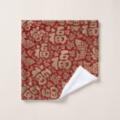 Chinesische Lucky Symbole und Koi Fisch - Rot und  Badhandtuch Set (Waschlappen)