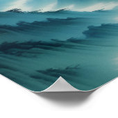 Chinesische Malerei Aquamarin Blue Misty Landschaf Poster (Ecke)