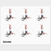 Chinesische Malerei auf Blume, Pflaumenblüte Runder Aufkleber (Blatt)