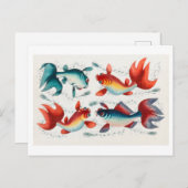 Chinesische Malerei auf Goldfisch Postkarte (Vorne/Hinten)