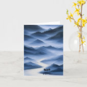 Chinesische Malerei Blue Misty Landscape Karte (Gelbe Blume)