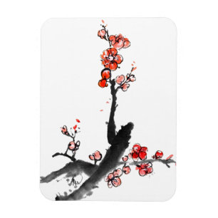 Chinesische Malerei der Blumen, Pflaumenblüte Magnet