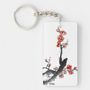 Chinesische Malerei der Blumen, Pflaumenblüte Schlüsselanhänger