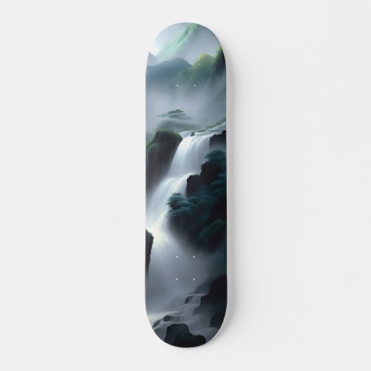Chinesische Malerei eines Wasserfalls Skateboard (Vorne)