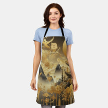Chinesische Malerei Faux-Gold-Tropfen-Monogramm