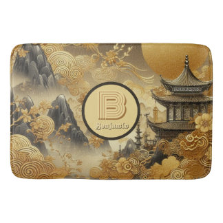 Chinesische Malerei Faux Golden Dripping Monogramm Badematte