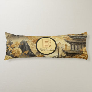 Chinesische Malerei Faux Golden Dripping Monogramm Seitenschläferkissen