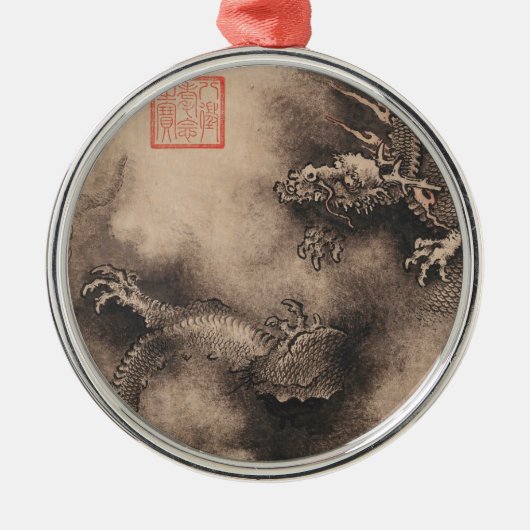 Chinesische Malerei für Drachenjahr 2024 R-Ornamen Silbernes Ornament (Vorne)