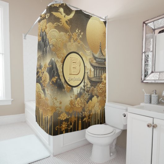 Chinesische Malerei Imitate Golden Dripping Mit Mo Duschvorhang (Beispiel)