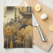 Chinesische Malerei Imitate Golden Dripping Mit Mo Geschirrtuch (Viertel Falte)