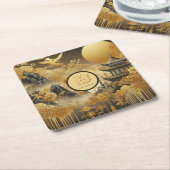 Chinesische Malerei Imitate Golden Dripping Mit Mo Rechteckiger Pappuntersetzer (angewinkelt)