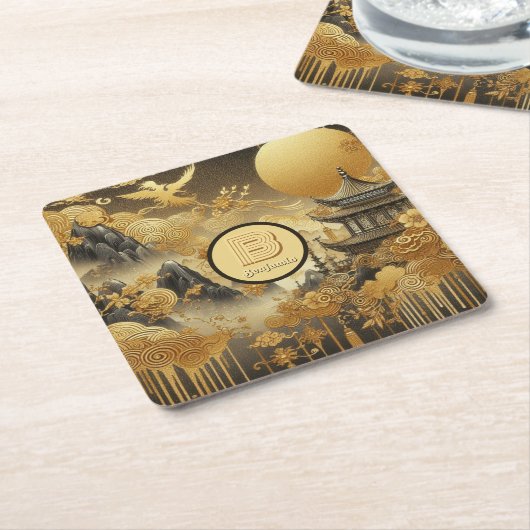 Chinesische Malerei Imitate Golden Dripping Mit Mo Rechteckiger Pappuntersetzer (angewinkelt)