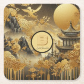 Chinesische Malerei Imitate Golden Dripping Mit Mo Rechteckiger Pappuntersetzer (Vorderseite)