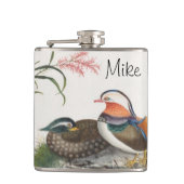 Chinesische Malerei mit Mandarin Duck Flachmann (Vorderseite)