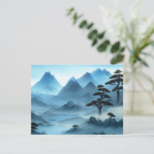 Chinesische Malerei mit schlammiger Landschaft mit Postkarte (Stehend Vorderseite)