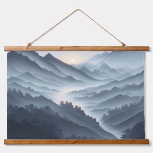 Chinesische Malerei mit schlammiger Landschaft mit Wandteppich Mit Holzrahmen (Vorne)