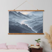 Chinesische Malerei mit schlammiger Landschaft mit Wandteppich Mit Holzrahmen (Schlafzimmer)