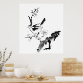 Chinesische Malerei, Pflaumenblüte und Vögel Poster (Küche)
