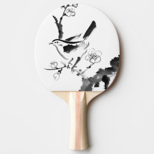 Chinesische Malerei, Pflaumenblüte und Vogel Tischtennis Schläger