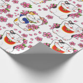 Chinesische Maneki-neko-Katzen Geschenkpapier (Ecke)