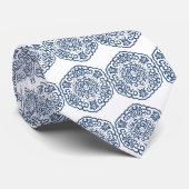 Chinesische Medallion blau Krawatte (Gerollt)