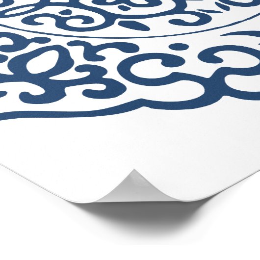 Chinesische Medallion blau Poster (Ecke)