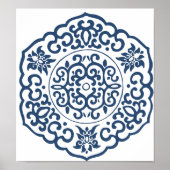 Chinesische Medallion blau Poster (Vorne)