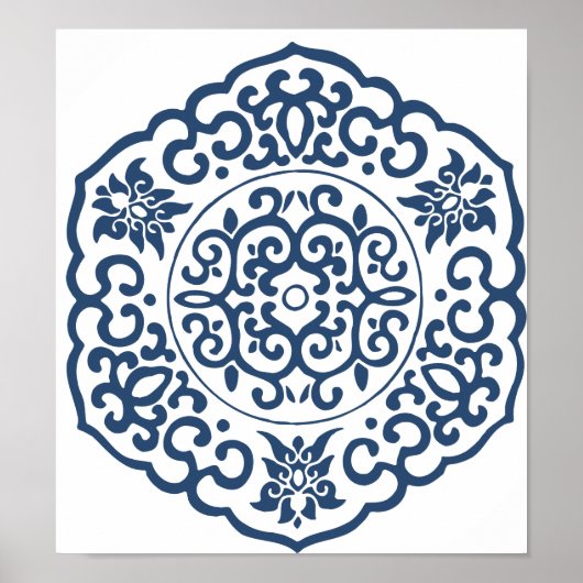 Chinesische Medallion blau Poster (Vorne)