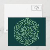 Chinesische Medallion grün Postkarte (Vorne/Hinten)