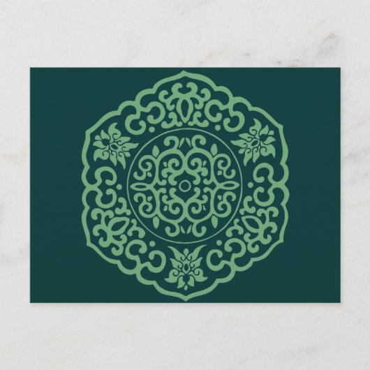 Chinesische Medallion grün Postkarte (Vorderseite)